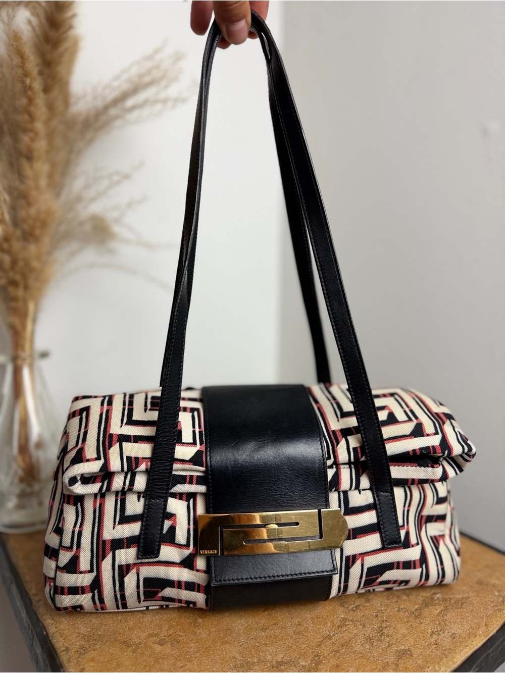 Vintage Gianni Versace Archive Geometric Jacquard Shoulder Bag - Picture 3 of 15